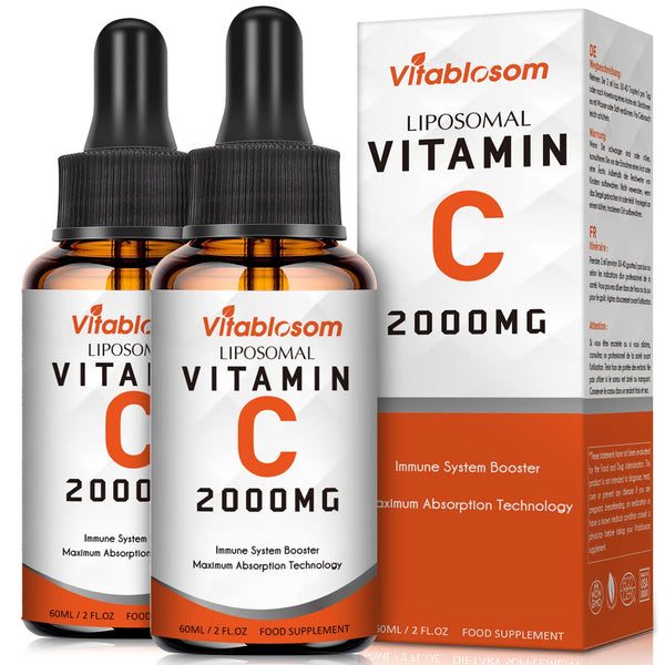 Liposomal Vitamin C 2000mg Liquid for Adults, High Absorption VIT C, Maximize Vitamin C, for Immune System & Antioxidant, 60ML (2 Bottle)