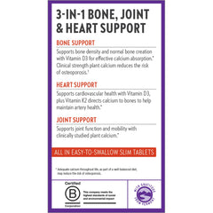 New Chapter Calcium Supplement - Bone Strength Organic Calcium with Magnesium, Vitamin D3+K2, 70+ Trace Minerals for Bone Health, Gluten Free, Easy to Swallow Slim Calcium Tablets - 60 Count