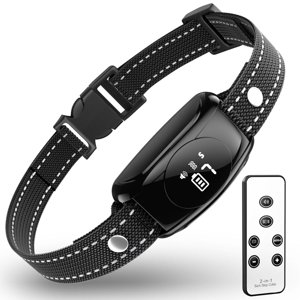 No Shock Dog Bark Collar, Dog Training Collar with Remote, Bark Collar with 7 Adjustable Sensitivity Beep Vibration, IPX7 Waterproof Bark Collar for Large Dog, Medium & Small Dog Indoor & Outdoor Use