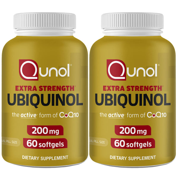 Qunol Ubiquinol CoQ10 200mg Softgels, Ubiquinol 200mg - Active Form of Coenzyme Q10, Antioxidant for Heart Health - 60 Count (Pack of 2)