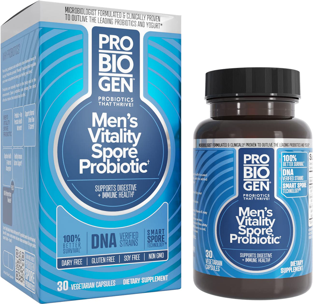 Probiogen Men’s Vitality Probiotic: Smart Spore Technology, DNA Verified, 100X Better Survivability, 30 Count