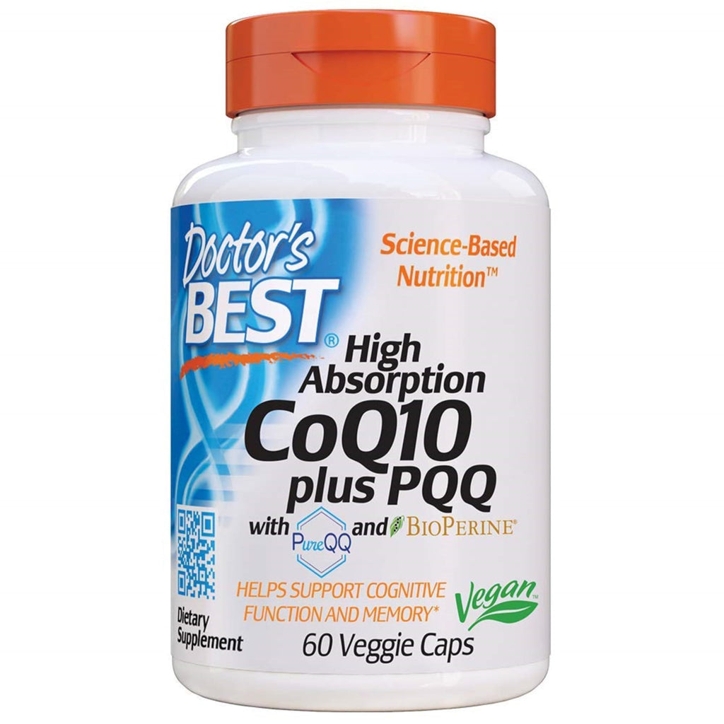 Doctor's Best High Absorption CoQ10 Plus PQQ, Heart Health & Energy Production, Naturally Fermented, Gluten Free, Vegan, 60 Veggie Caps