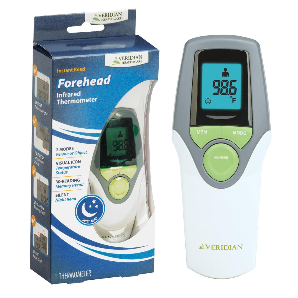 Veridian Healthcare Infrared Thermometer | Forehead Measurements | 1-Second Readout | Hygienic Non-Contact | Whole Family Care | 3-Year Warranty