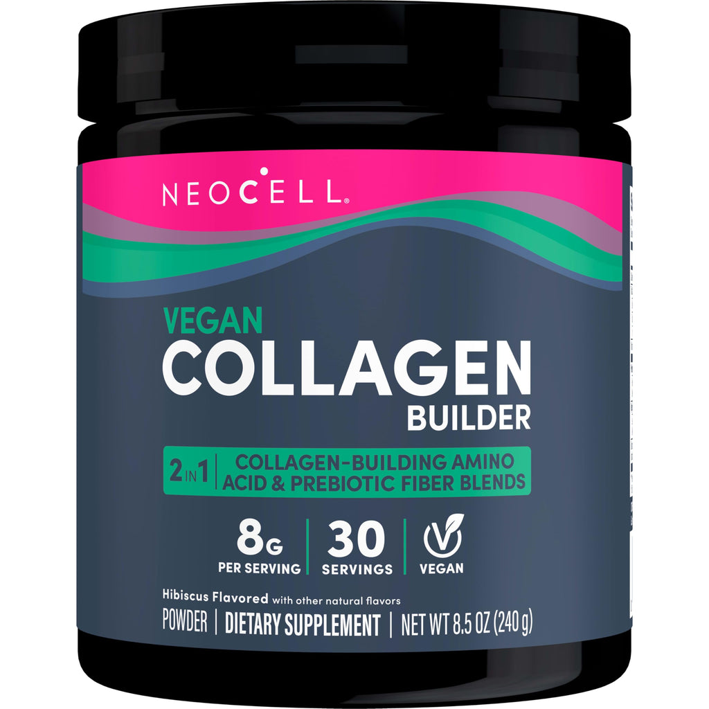 Neocell Vegan Beauty Builder Collagen Alternative; Plant-Based Vegan Collagen-Booster Supports Collagen Production; Hibiscus Flavored; 8 g Powder/Serv; 30 Servs; 8.5 Oz,*