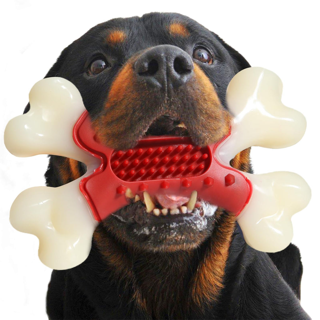 Beef Flavor Durable Nylon Bone Dog Toy for Medium and Large Breeds (RED)
