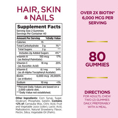 Nature's Bounty Optimal Solutions Advanced Hair, Skin, Nails, 2X Biotin, 80 Strawberry Gummies