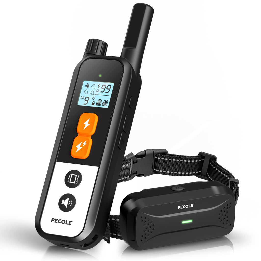 Dog Training Collar with Remote, Shock Collar for Dogs with Vibration and Beep Modes, Rechargeable Transmitter with Security Lock, Waterproof Collar, 99 Adjustable Levels – All Breeds, Sizes