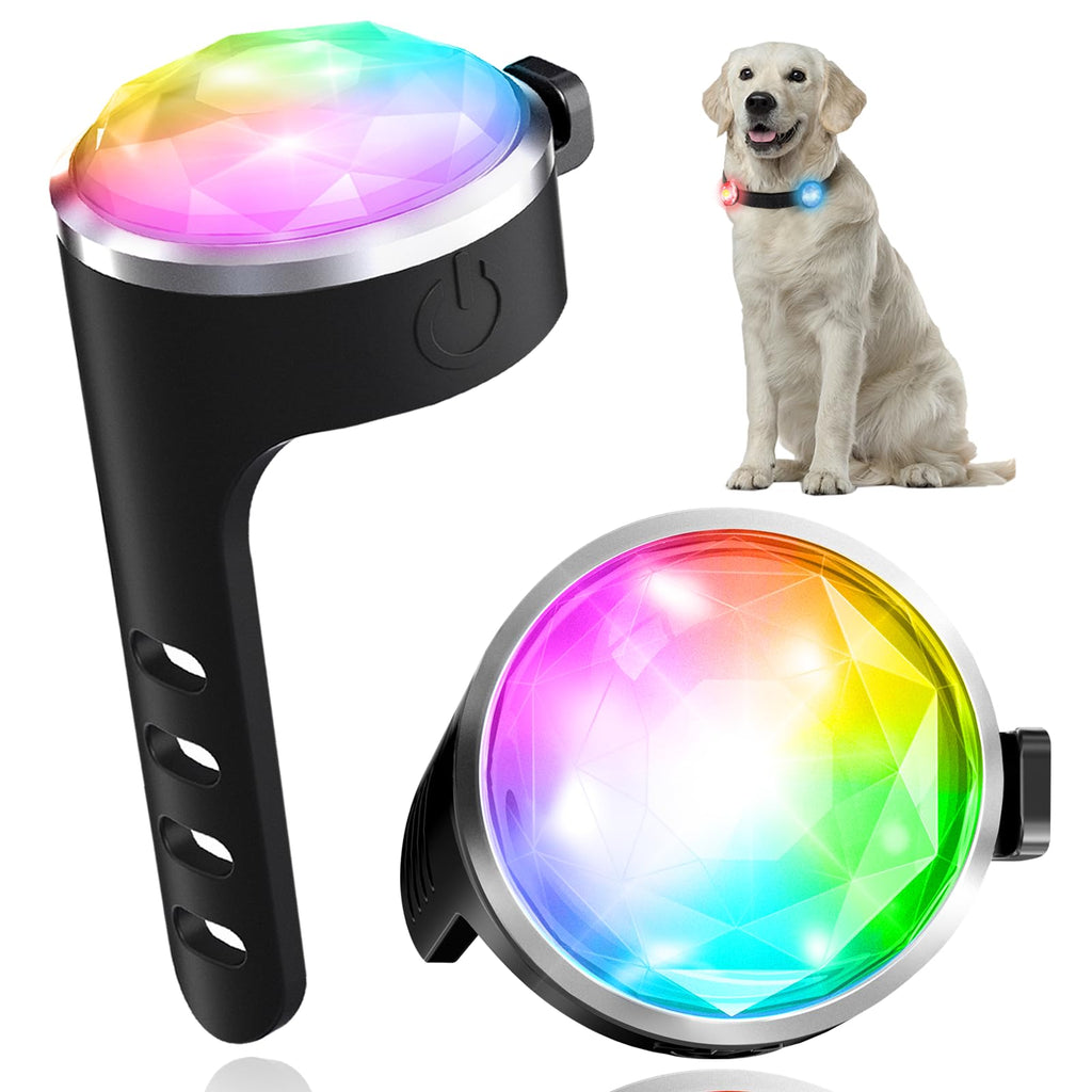 Tubasion 2-Pack Rechargeable Dog Collar Light, 2024 Best 7 Color Changing Light for Dog Collar with 100% Waterproof and Durable Silicone Band. Dog Lights for Night Walking, Camping, Bike