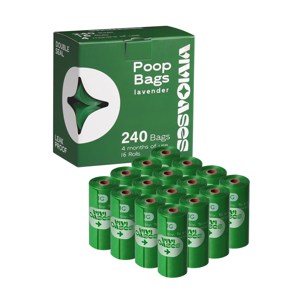 240 Count Dog Poop Bags Rolls, 9" x 13" Dog Bags for Poop, 100% Leak Proof and Strong Sturdy Doggie Poop Bags, Pet Waste Bags, Lavender, Scented