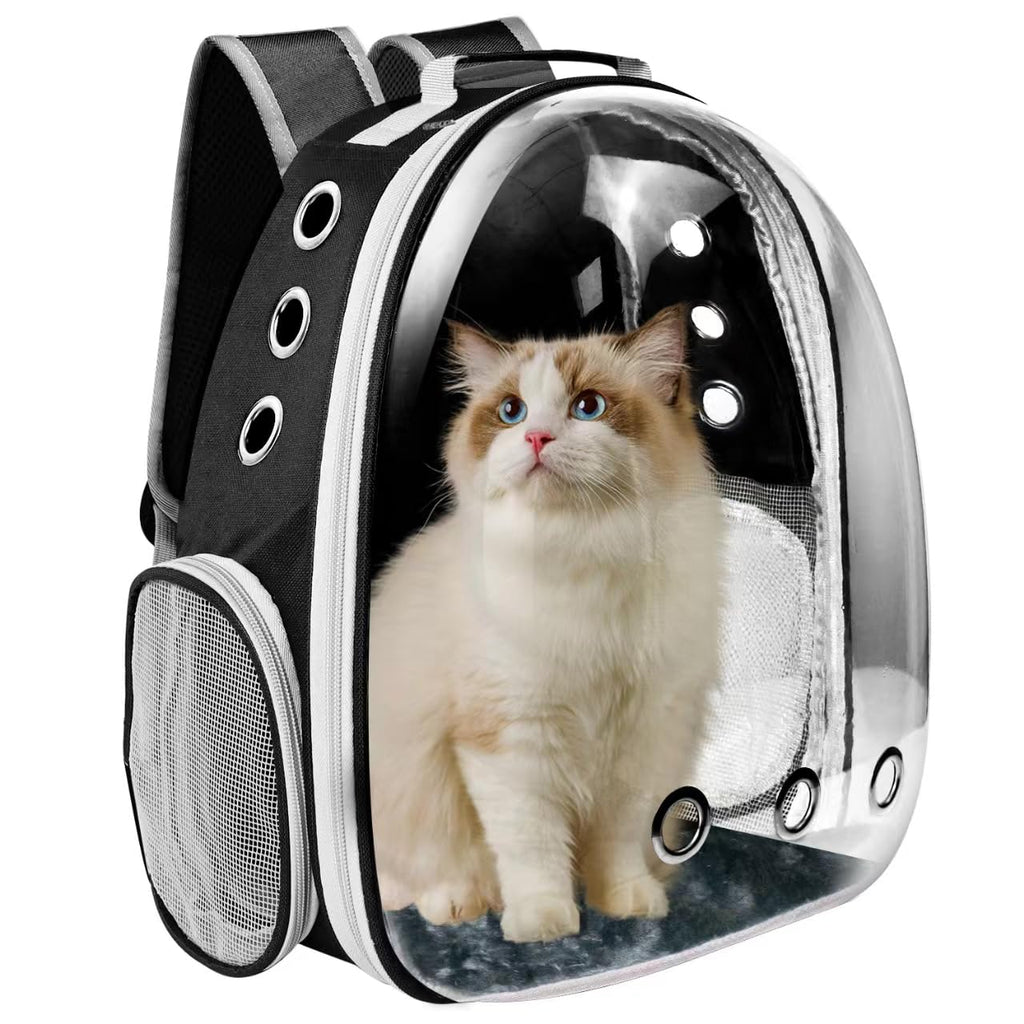 Cat Backpack Carrier, Pet Cat Carrier with Ventilated Design for Carrying Puppy Cats, Pet Carrier Backpack for Traveling/Hiking/Camping/Outdoors Airline Approved Travel Carrier (Black)
