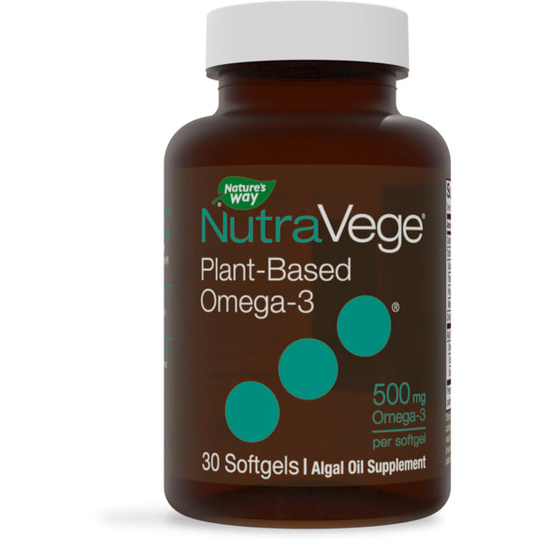Nature's Way NutraVege Plant Based Omega-3, Heart Health and Eye and Brain Function*, 30 Vegan Softgels