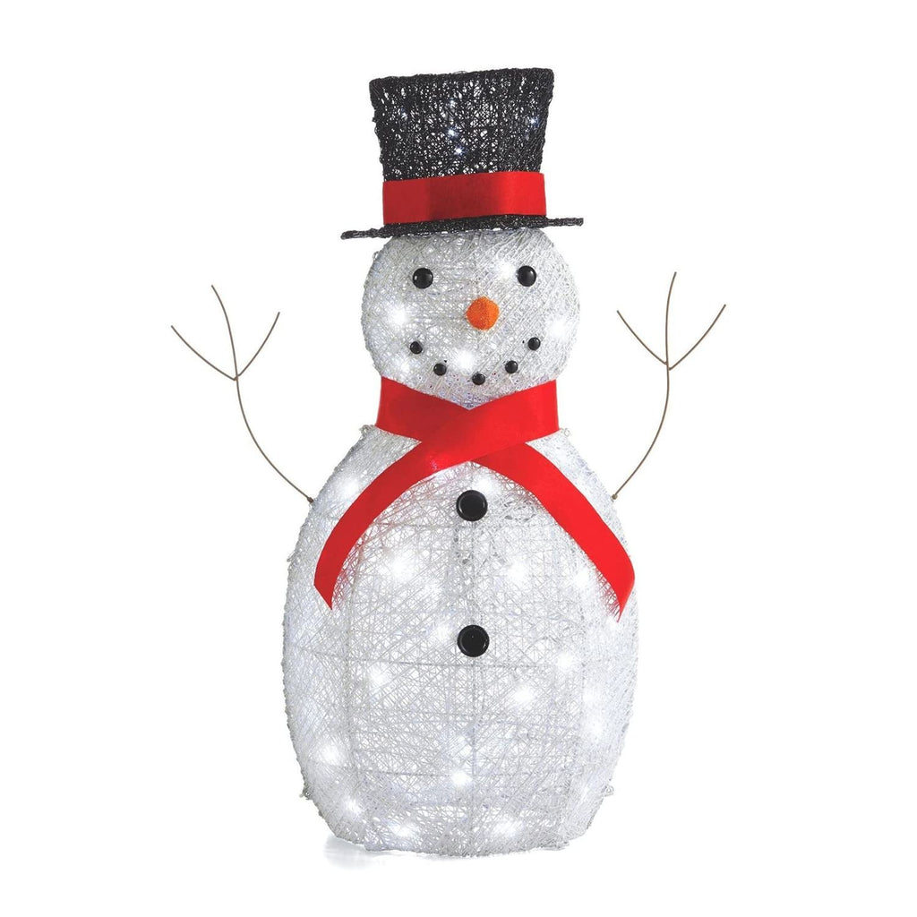 NOMA Pre-Lit Metal Snowman with Top Hat Christmas Decoration with Bright LED Lights, Outdoor Holiday Lawn Decoration, White with Red Scarf