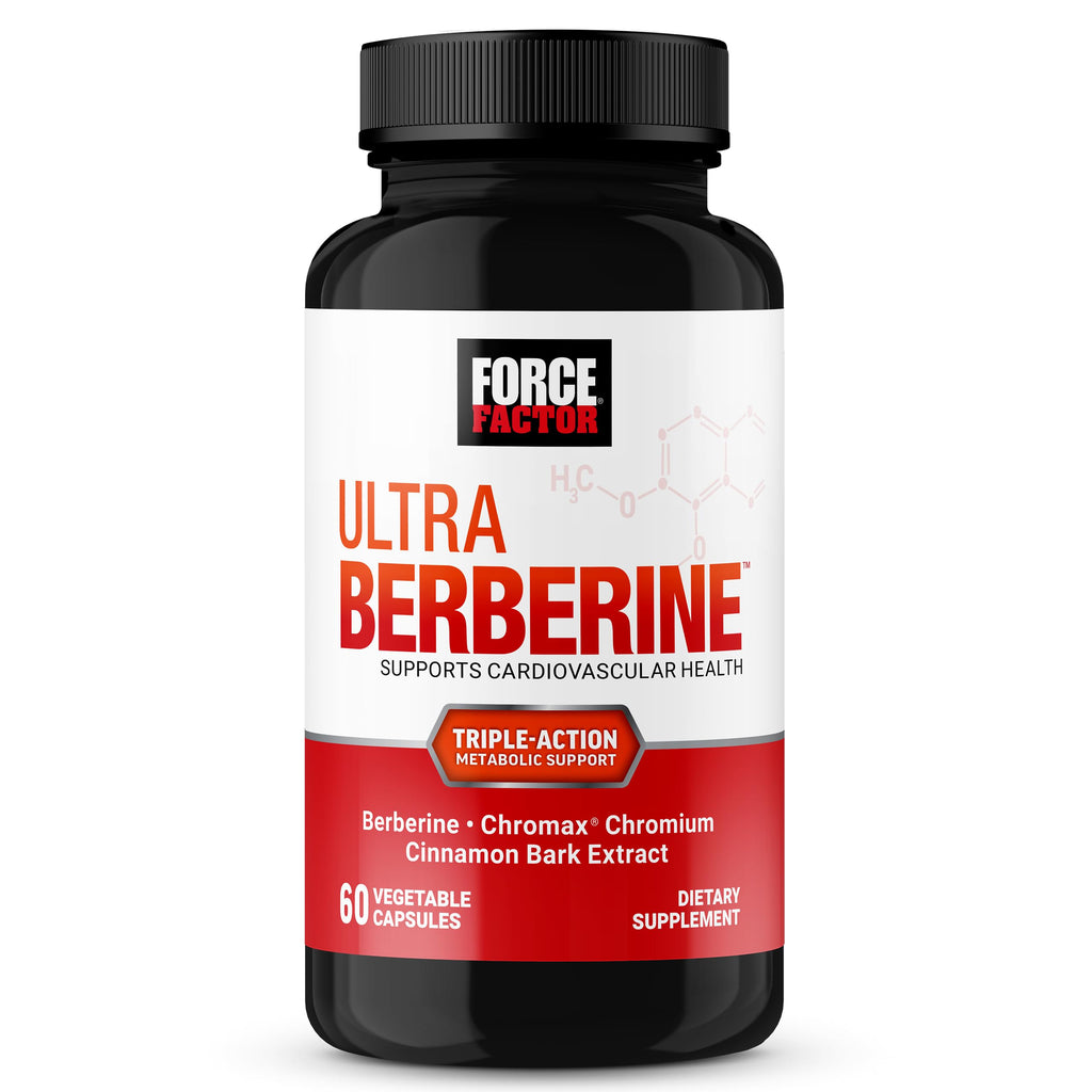 FORCE FACTOR Ultra Berberine Supplement, Contains Chromium to Support Metabolism & Berberine HCL for Heart Health, with Berberine 500mg, Clinically Studied Dose, Non-GMO, Gluten Free, 60 Capsules