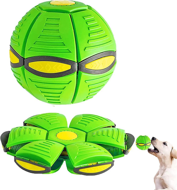 GORGOU Pet Toy Flying Saucer Ball for Dog- Light OwowPet Magic Ball Dog Toy Balls Interactive Herding Decompression Pet Toys for Kids Outdoor (Green)