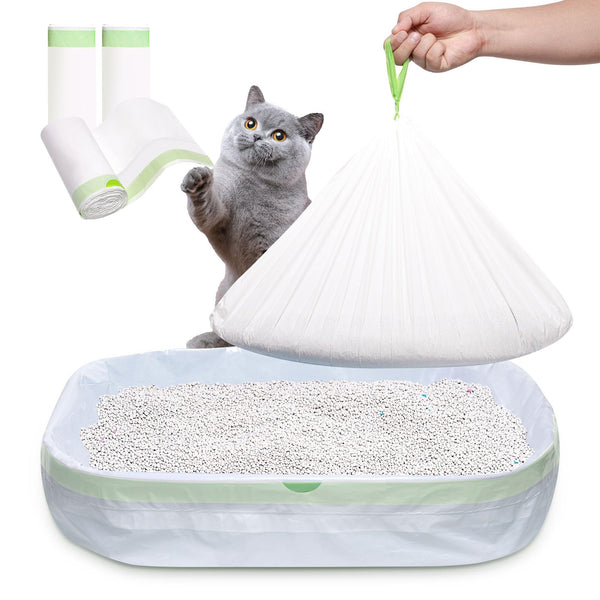 Hlinakrbcs Litter Box Liners Large, Jumbo Drawstring Cat Litter Bags, Extra Thick Litter Pan Liners Heavy Duty, 36"x16",30 Count