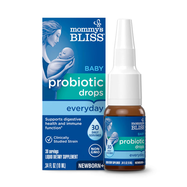 Mommy's Bliss Baby Probiotic Drops, Daily Gas, Constipation, and Colic Symptom Relief + Immune Support, Newborns & Up, 0.34 Fl Oz (30 Servings)