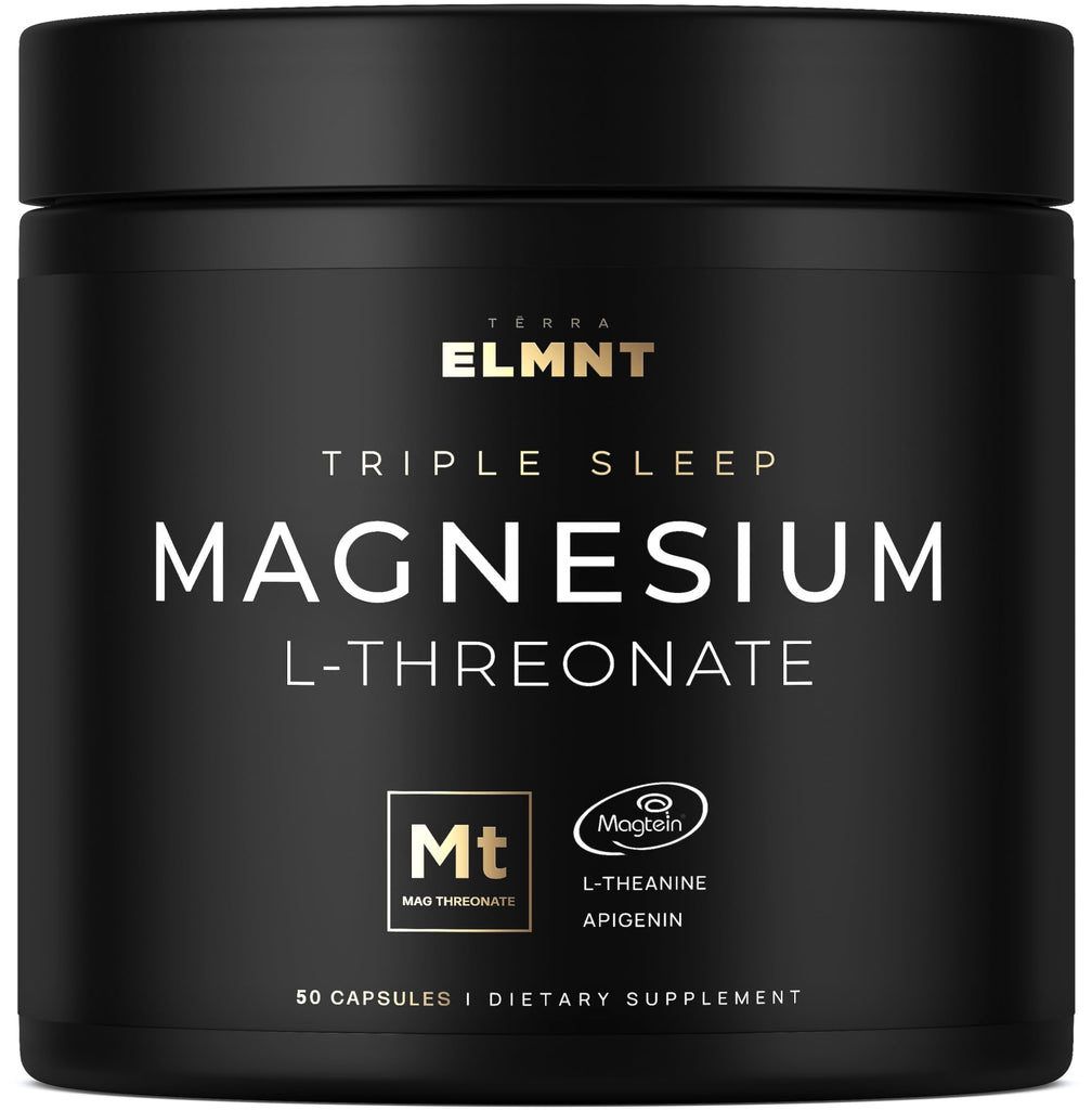 Triple Sleep Magnesium L-Threonate w. Apigenin, Theanine & Magtein Magnesium L Threonate - High Absorption Magnesium Supplement Capsules for Men and Women Magnesium Powder Pills