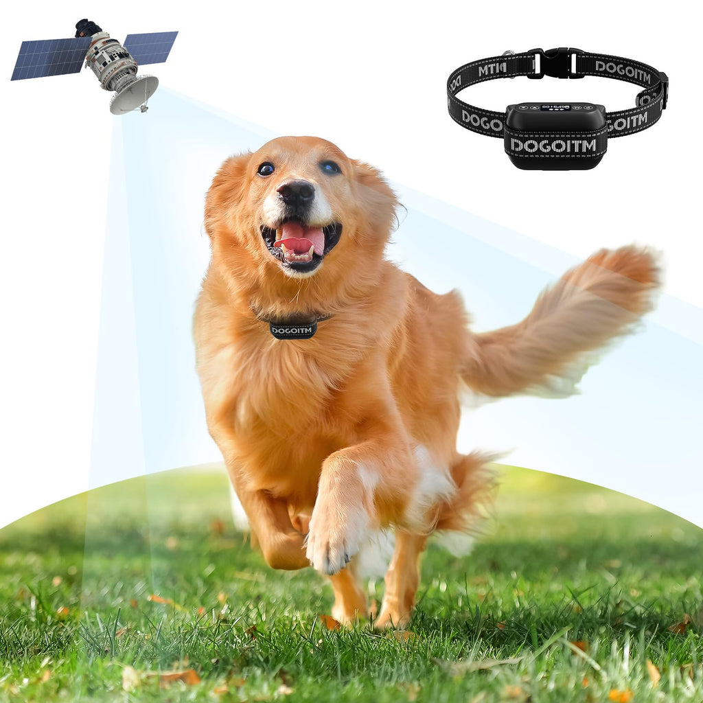 DOGOITM GPS Wireless Fence for Outdoor, Pet Containment System with AI Smart GPS Signal for Most of Dogs, Waterproof&Rechargeable Electric Collar Fence with 3 Warning Modes, Range 65-3290 FT