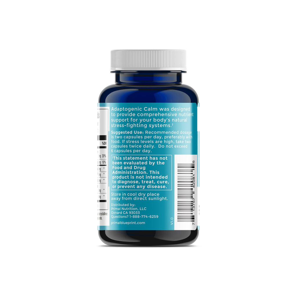 Primal Blueprint Adaptogenic Calm, Plant-Based Adaptogen Dietary Supplement, 30 Count