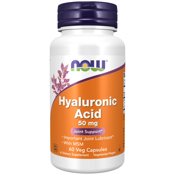NOW Foods Supplements, Hyaluronic Acid 50 mg with MSM, Joint Support*, 60 Veg Capsules (Pack of 1)