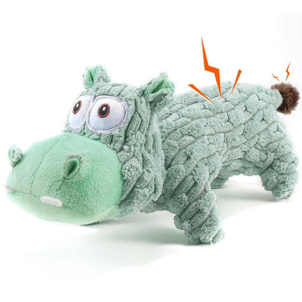 FOXYYDS Dog Toys for Aggressive Chewers, Puppy Toys, Dog Toys to Keep Them Busy - for Small, Medium and Large Dogs Outdoor Indoor Play, Interactive Squeaky Dog Toys - Hippo