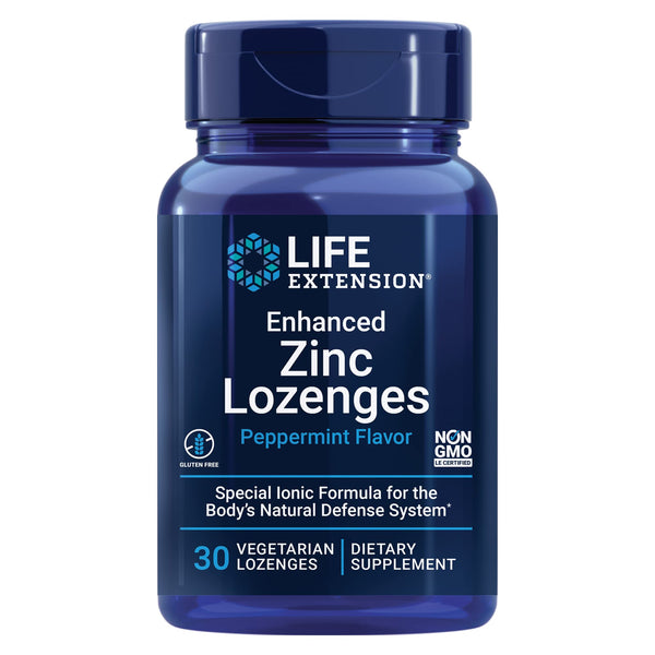 Life Extension Enhanced Zinc Lozenges, zinc Acetate, Optimal Immune Support, Strong Immune Response, Ionic zinc, Non-GMO, Gluten-Free, Vegetarian, 30 lozenges