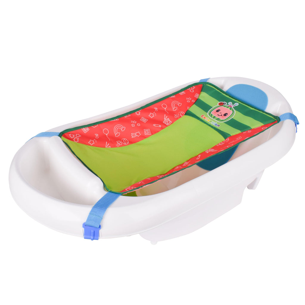 Cocomelon Baby 3-in-1 Sling and Seat Bath Tub with Removable Infant Support, Convertible Infant to Toddler Bath Tub with Seat, Shower Gift, Ages 0-24 Months