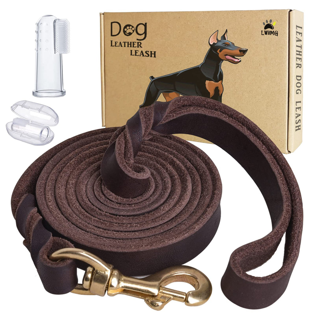 LWBMG Leather Dog Leash 6ft x 3/4 inch, Heavy Duty Genuine Leather Braided Dog Training Leash, Soft and Strong Pet Lead for Large, Medium, Small Dogs