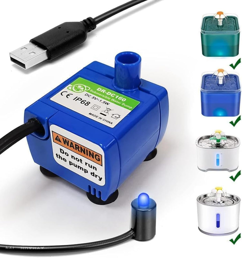 DR-DC160 Motor Cat Fountain Pump Replacement, Pet Drinking Fountain and Cat Water Dispenser Replacement (Blue)