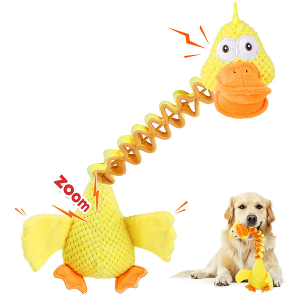 FOXYYDS Puppy Toys, Dog Toys for Aggressive Chewers, Retractable Tug of War Toy,Durable Chewing Squeaky Dog Toys, Dog Toy for Small Medium Large Dogs - Ducks