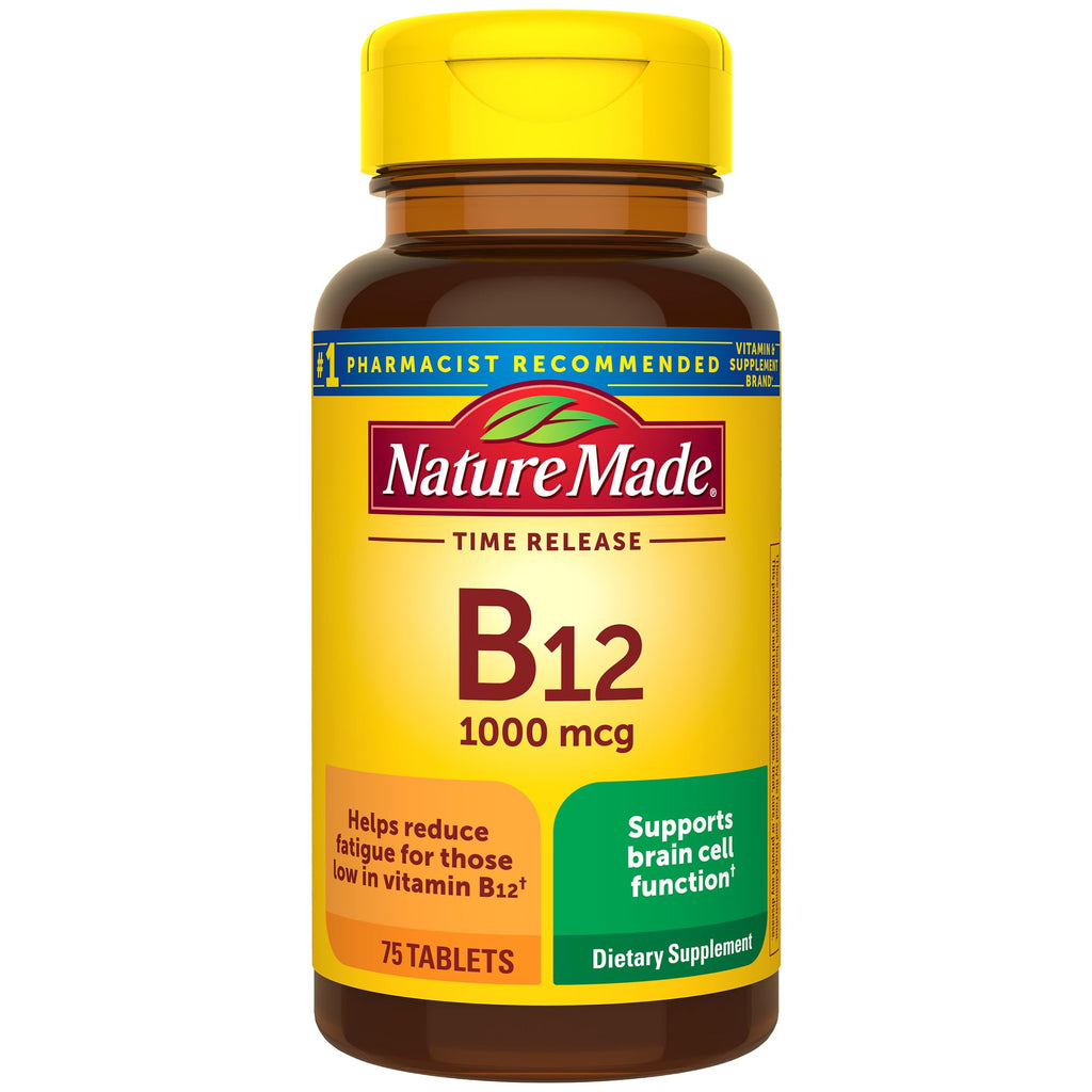 Nature Made Vitamin B12 1000 mcg, Dietary Supplement For Energy Metabolism Support, 75 Time Release Tablets, 75 Day Supply