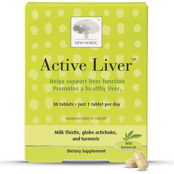 NEW NORDIC Active Liver, Daily Liver Supplement, Milk Thistle, Artichoke & Turmeric, for Men and Women, 30 Count (Pack of 1)