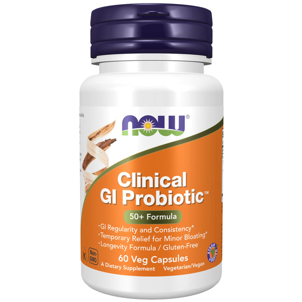 NOW Foods Supplements, Clinical GI Probiotic™, 50+ Formula, Strain Verified, 60 Veg Capsules