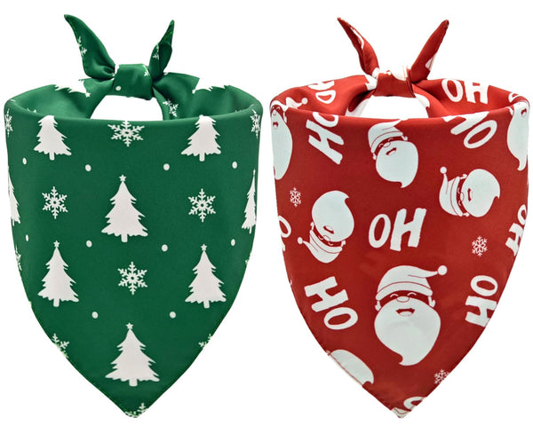 CozyHaus 2PCS Christmas Dog Bandanas,Santa Claus and Tree Design,Reversible Holiday Pet Outfit for Boys and Girls,Christmas Dog Gifts for Medium to Large Dogs