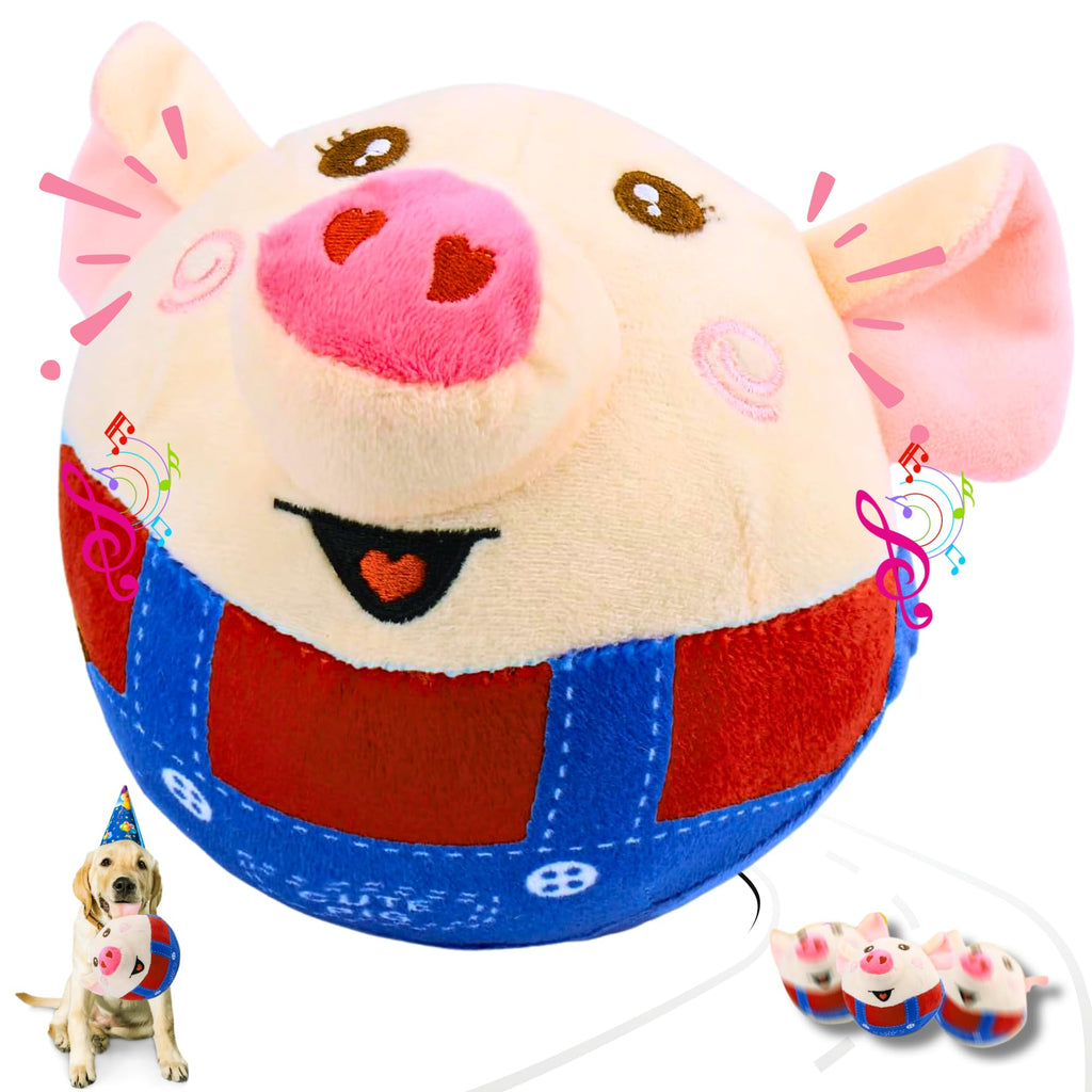 BEGA PET Interactive Dog Toys for Boredom 6.5 In - Rechargeable Moving Dog Upgraded Crab Toy for Small Medium Large Dogs to Keep Them Busy Pig Jumping Squeaky Puppy Toys with Recording and Music, Gift