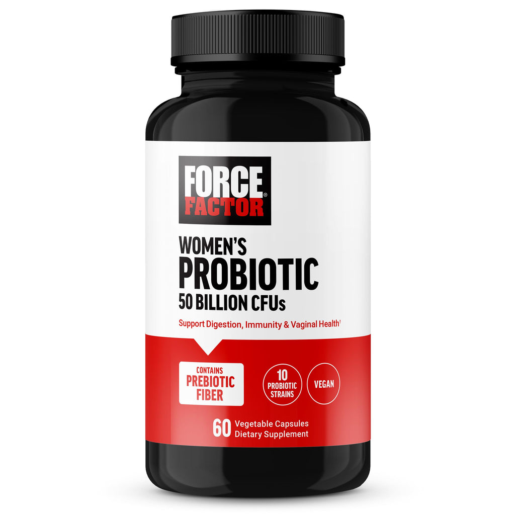 FORCE FACTOR Probiotic for Women 50 Billion CFU, Women’s Probiotic for Digestive Health, Immunity, and Vaginal Health, 10 Strains with Lactobacillus Acidophilus, Vegan, 60 Capsules