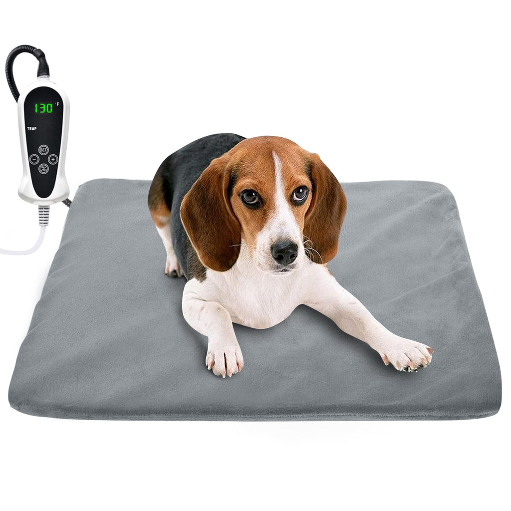 RIOGOO Pet Heating Pad, Upgraded Electric Dog Cat Heating Pad Indoor Waterproof, Auto Power Off (M: 18"x 18", Grey)