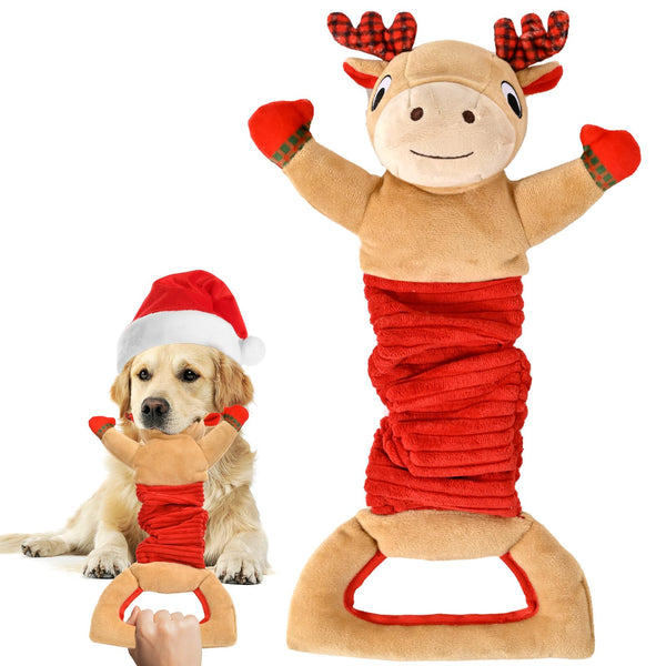 BitPeUG Christmas Dog Toy, Squeaky Dog Toys Large Dog Toys Dog Toys for Large Dogs Tug of War Toys Dog Chew Toys Durable Dog Toys Stuffed Dog Toys with Crinkle Paper for Small/Medium/Large Dogs