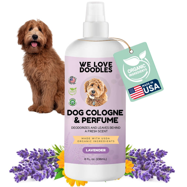 We Love Doodles Dog Cologne & Perfume, Deodorizing, Safe Ingredients, Made In USA, Long Lasting After Bath, Deodorant For Smelly Dogs, Pawfume For Pets, Odor Eliminator Spray, Lavender, 8 OZ