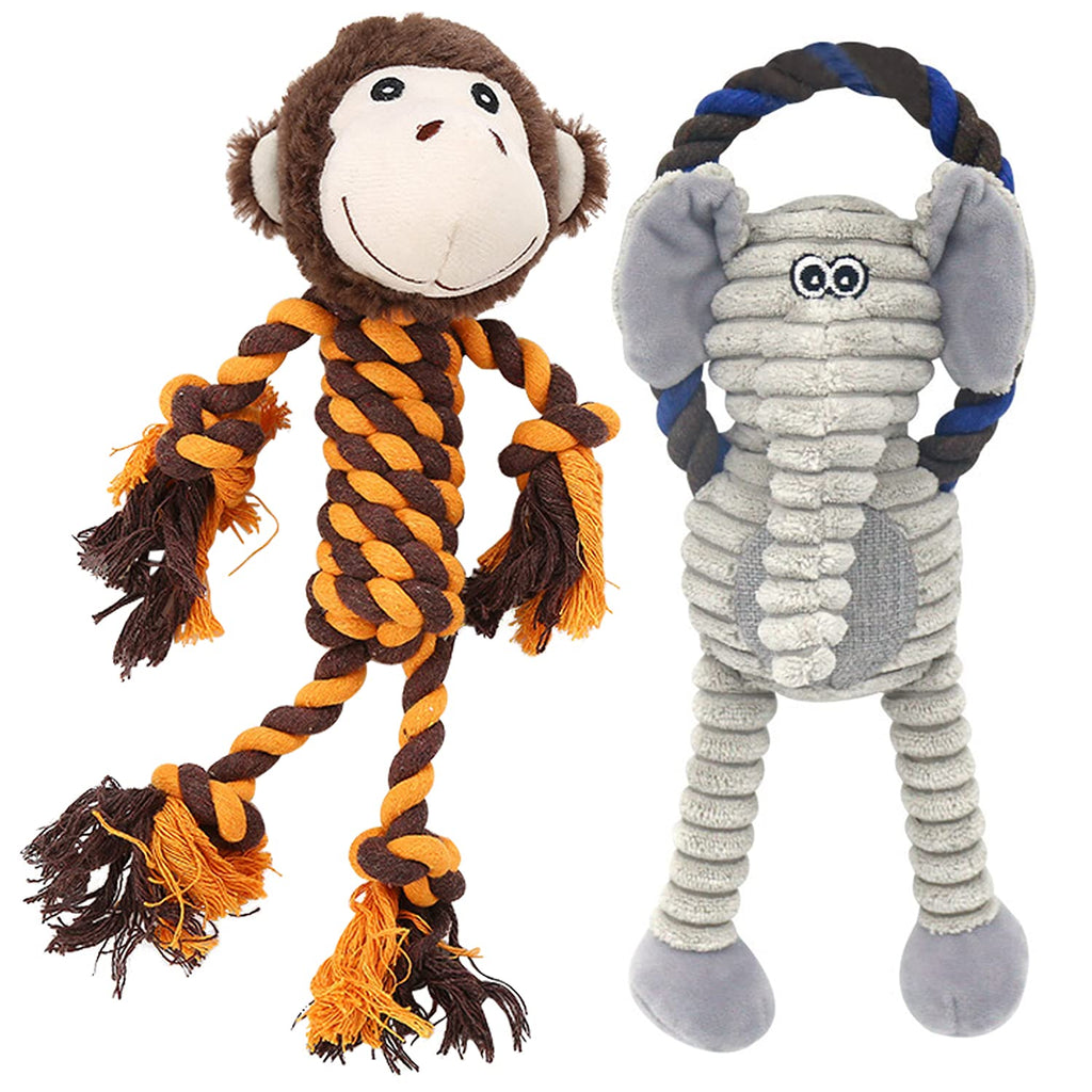 Rope Dog Toys to Keep Them Busy - Tug of War Dog Toys for Boredom Plush Interactive Squeaky Puppy Toys for Small Medium Large Dogs