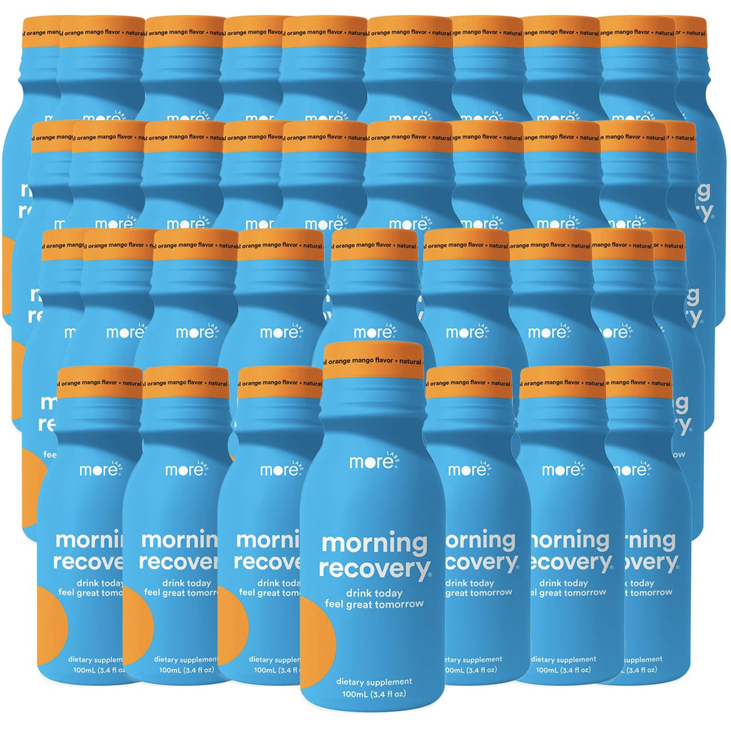 More Labs Morning Recovery Orange Mango Flavor Electrolyte & Milk Thistle Drink 36 Pack | Hydrate While Drinking | Highly Soluble Liquid DHM