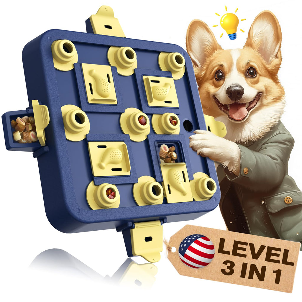 KADTC Dog Chess Puzzle Toy Brain Stimulation Mentally Stimulating Cognitive Busy Food Toys Boredom Buster Level 3 in 1 Best Treat Puzzles Puppy Interactive Mind Smart Game for Small/Medium/Large Dogs