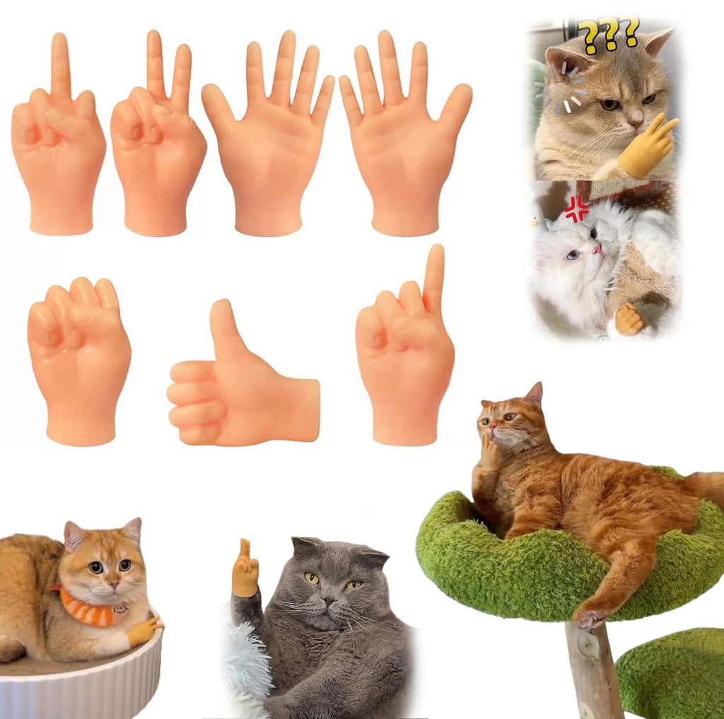 NOCITTA 7-Pack Mini Hands for Cats - Tiny, Crossed, Small Elastic, Human, Folded Hands for Cat Paws