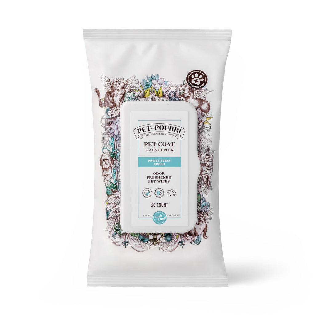 Pet~Pourri Pawsitively Fresh Deodorizing Pet Wipes – Quick Cleaning Wipes for Dogs & Cats – Plant Based Ingredients – Vet Recommended – Cleaner Odor Remover Wipes for Paw, Fur & Skin Soothing