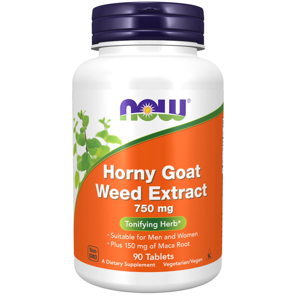 NOW Foods Supplements, Horny Goat Weed Extract 750 mg Plus 150 mg of Maca Root, Tonifying Herb*, 90 Tablets, for Sexual Health