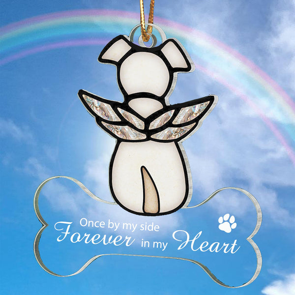 Heganits Dog Memorial Ornament | Angel Pet Remembrance Gift with Crystal Bone | Sympathy Gift for Loss of Dog | Forever in Our Hearts Hanging Keepsake Decor | Pet Memorial Ornament for Christmas