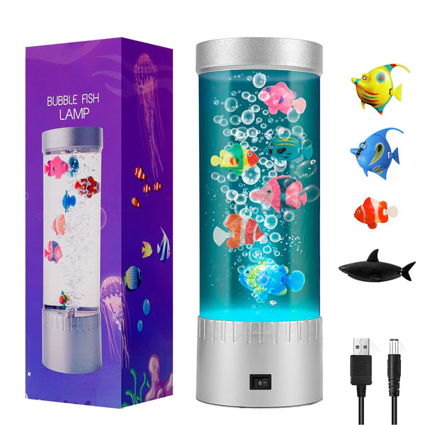 RABOW RUN Fish Lamp Aquarium Artificial Fish Tank Bubble Color-Changing Mood Light Decorations for Home Office Decor Great Gifts for Kids