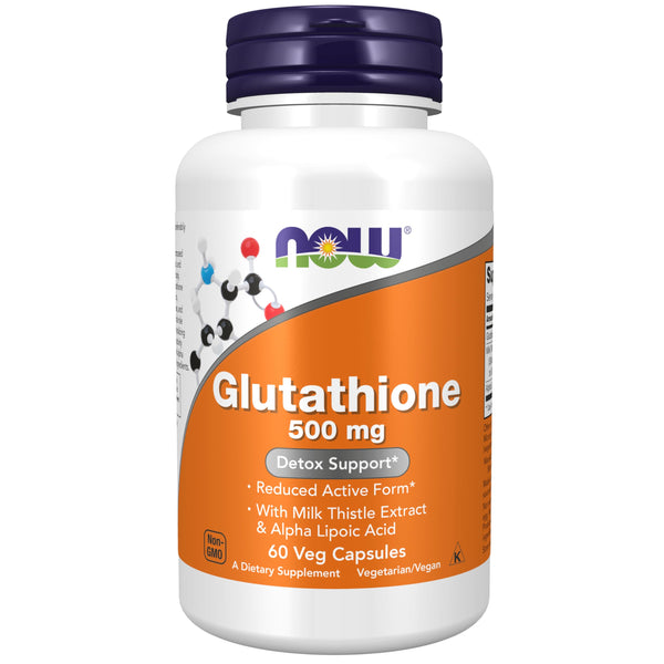 NOW Foods Supplements, Glutathione 500 mg, With Milk Thistle Extract & Alpha Lipoic Acid, Free Radical Neutralizer*, 60 Veg Capsules