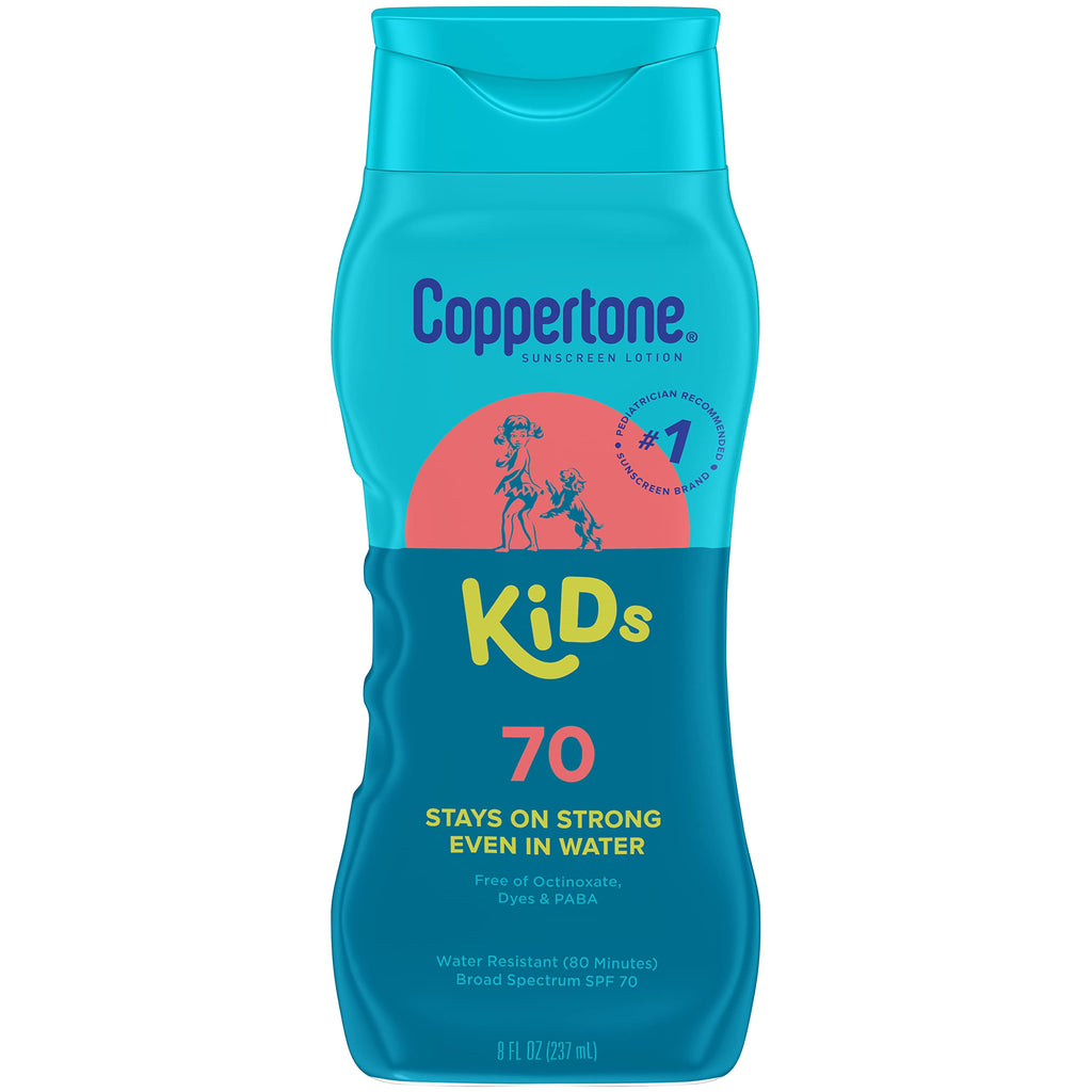 Coppertone Kids Sunscreen Lotion SPF 70, Water Resistant Sunscreen for Kids, 8 Fl Oz Bottle