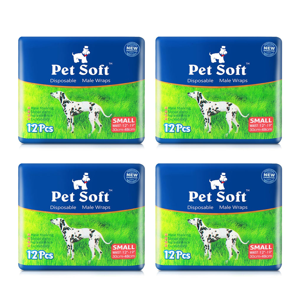 Pet Soft Disposable Male Dog Wraps - Dog Diapers for Male Dogs, Puppy Diapers 48pcs Small